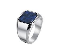 OAKKY Hommes Acier Inoxydable Classique Simple Taille Carré Pierre Fine Bagues Fiançailles Promesse Bague Mariage pour Femmes Argent Bleu 68