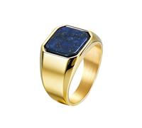 OAKKY Hommes Acier Inoxydable Classique Simple Taille Carré Pierre Fine Bagues Fiançailles Promesse Bague Mariage pour Femmes Or Bleu 57