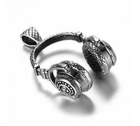 OAKKY Hommes Acier Inoxydable DJ Headphone Pendentif Collier Punk Rock Musique Casque d'écoute Argent, Avec Chaîne