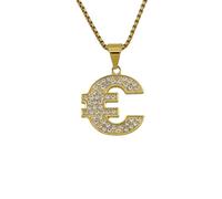 OAKKY Hommes Acier Inoxydable Punk Rock Cubic Zircon Signe Musical Pendentif Twist Corde Chaîne Collier Hip Hop Bijoux Or
