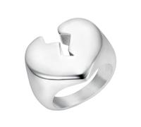 OAKKY Hommes Acier Inoxydable Split Lightning Brisé Coeur Dôme Chunky Bague Punk Poli Motard Doigt Bande Argent Taille 54