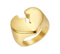 OAKKY Hommes Acier Inoxydable Split Lightning Brisé Coeur Dôme Chunky Bague Punk Poli Motard Doigt Bande Or Taille 70