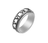 OAKKY Hommes Femmes Acier Inoxydable Anxiété Rotatif Romain Numérotal Couple Bague de Mariage Imprimé Index Doigt Bande Noir Taille 65