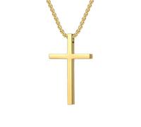 OAKKY Hommes Femmes Acier Inoxydable Argent Or Noir Croix Simple Pendentif Collier Bijoux Simples Cadeaux Or Moyen Format