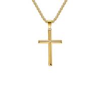 OAKKY Hommes Femmes Acier Inoxydable Argent Or Noir Croix Simple Taille Diamant Pendentif Collier Bijoux Simples Cadeaux Or