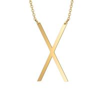 OAKKY Hommes Femmes Acier Inoxydable Hip Hop 26 Lettre Initiale Alphabet A-Z Pendentif Breloque Collier Titane Ras de cou Chaînes Or X