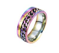 OAKKY Hommes Femmes Acier Inoxydable Romain Numérotique Rotatif Chaîne Anxiété Anneau Bière Bouteille Ouvre-Bouteille Motard Motard Index Doigt Band Arc-en-ciel Taille 72