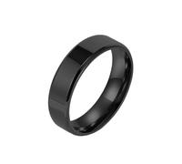 OAKKY Hommes Femmes Acier Inoxydable Simple Solide Double Biseauté Bord Arc Plaine Poli Couple Bague De Fiançailles Charme Bijoux en Titane 6MM Bleu Taille 57