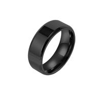 OAKKY Hommes Femmes Acier Inoxydable Simple Solide Double Biseauté Bord Arc Plaine Poli Couple Bague De Fiançailles Charme Bijoux en Titane 8MM Bleu Taille 62