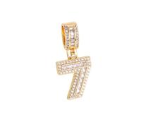 OAKKY Hommes Femmes Acier Inoxydable Zircone Délicat Chiffres 0-9 Collier Classique Tendance Pendentif Chaîne Pull Cadeau Bijou Anniversaire Or Numéro 7