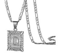 OAKKY Hommes Femmes Cuivre Carré Capital Monogramme Collier Alphabet de A-Z Classique Simple Lettre Pendentif Couple Bijou Cadeau Argent Lettre Q
