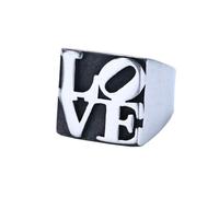 OAKKY LOVE Acier Inoxydable Anneaux Biker pour Hommes Lettres en Relief Bague Solide Symbole Classique Romantique Bijou Statement Taille 60