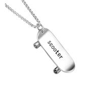 OAKKY Non Conventionnel Vintage Rock Cool Sport Scooter Skateboard Couple Pendentif Collier Hommes Acier Inoxydable Hip Hop Bijoux avec Chaîne