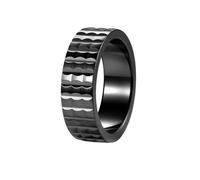 OAKKY Or Plaqué Acier Inoxydable Bande Texturée Motif Vague Statement Bague Classique Délicat Bijoux pour Homme et Femme Noir Taille 68