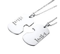 OAKKY Pendentif Tag Cœur Puzzle Pour Couples Argent Sans Chaîne