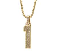 OAKKY Personality Classique Hip Hop Rock Pierré Scintillant CZ 0-9 Collier de Numéro Angélique Unisexe en Acier Inoxydable Numérologie Romaine Rétro Bijoux Gold 1
