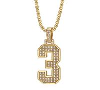 OAKKY Personality Classique Hip Hop Rock Pierré Scintillant CZ 0-9 Collier de Numéro Angélique Unisexe en Acier Inoxydable Numérologie Romaine Rétro Bijoux Gold 3