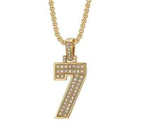 OAKKY Personality Classique Hip Hop Rock Pierré Scintillant CZ 0-9 Collier de Numéro Angélique Unisexe en Acier Inoxydable Numérologie Romaine Rétro Bijoux Gold 7