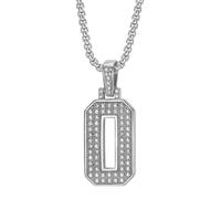 OAKKY Personality Classique Hip Hop Rock Pierré Scintillant CZ 0-9 Collier de Numéro Angélique Unisexe en Acier Inoxydable Numérologie Romaine Rétro Bijoux Silver 0