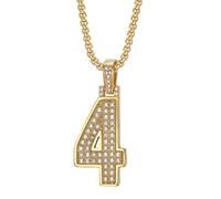 OAKKY Personality Classique Hip Hop Rock Pierré Scintillant CZ 0-9 Collier de Numéro Angélique Unisexe en Acier Inoxydable Numérologie Romaine Rétro Bijoux Gold 4
