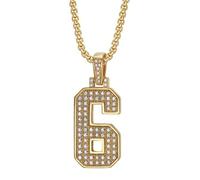OAKKY Personality Classique Hip Hop Rock Pierré Scintillant CZ 0-9 Collier de Numéro Angélique Unisexe en Acier Inoxydable Numérologie Romaine Rétro Bijoux Gold 6