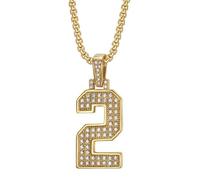 OAKKY Personality Classique Hip Hop Rock Pierré Scintillant CZ 0-9 Collier de Numéro Angélique Unisexe en Acier Inoxydable Numérologie Romaine Rétro Bijoux Gold 2