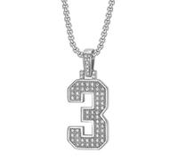 OAKKY Personality Classique Hip Hop Rock Pierré Scintillant CZ 0-9 Collier de Numéro Angélique Unisexe en Acier Inoxydable Numérologie Romaine Rétro Bijoux Silver 3
