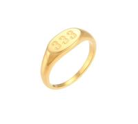 OAKKY Personality Simple Classique Coupe Ronde Porte-Bonheur Angel Numbers 333 Chevalière Femmes Acier Inoxydable Bande de Déclaration Sportive Confortable Or Taille 52