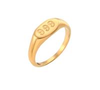OAKKY Personality Simple Classique Coupe Ronde Porte-Bonheur Angel Numbers 999 Chevalière Femmes Acier Inoxydable Bande de Déclaration Sportive Confortable Or Taille 57