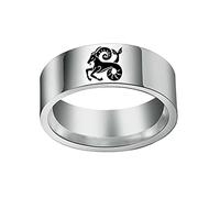 OAKKY Personnalité Hip Hop 12 Constellation Zodiaque Biker Bague Unisexe Acier Inoxydable Astrologie Bijoux Anniversaire Cadeau Capricorne Taille 60