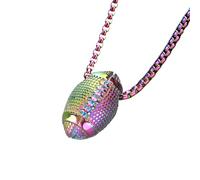 OAKKY Personnalité Hip Hop Cool Solide Sport Ballon de Rugby Pendentif Football Biker Collier Hommes Acier Inoxydable Athlète Compétition Arc-en-ciel