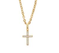 OAKKY Petits Colliers Croix pour Femmes Or Acier Inoxydable Simple Délicat Pendentif Serti Zirconia Cubique Colliers Minimaliste Bijou Religieux
