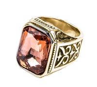 OAKKY pour Hommes Femmes Acier Inoxydable Vintage Punk Grand Carré Octogonal Pierre Précieuse Multicolore Motif Fleur Bague Or Noir Champagne Taille 68