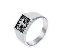 OAKKY Rétro Minimaliste Exquis Croix Design Bague Carré Chevalière Unisexe Acier Inoxydable Argent Taille 70
