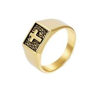 OAKKY Rétro Minimaliste Exquis Croix Design Bague Carré Chevalière Unisexe Acier Inoxydable Doré Taille 65