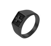OAKKY Rétro Minimaliste Exquis Croix Design Bague Carré Chevalière Unisexe Acier Inoxydable Noir Taille 65
