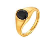 OAKKY Simple Classique Élégant Géométrique Ovale Coupe Cristal Empilable Bague Femmes Acier Inoxydable Assorti Ensemble Alliance Noir Taille 57
