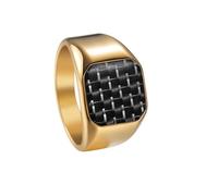 OAKKY Titane Acier Fibre De Carbone Bague pour Homme Incrustation Bande Composite Dessus Plat Bague Cachet Or Noir Taille 68