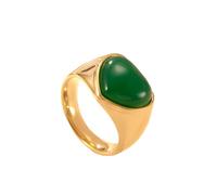 OAKKY Unique Créatif Pierre Naturelle en Forme de Cœur Pierre Précieuse Couple Bague Unisexe en Acier Inoxydable Kit de Jumelage Orchestre de Mariage Noir Vert Taille 54