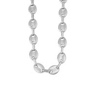 OAKKY Unisex Acier Inoxydable Hip Hop Grain de Café Ovale Bouton Chaîne Collier Breloque Cochon Nez Bracelets Biker Bijoux 8MM Argent 60CM