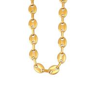 OAKKY Unisex Acier Inoxydable Hip Hop Grain de Café Ovale Bouton Chaîne Collier Breloque Cochon Nez Bracelets Biker Bijoux 11MM Or 70CM