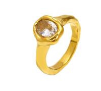 OAKKY Unisex Acier Inoxydable Personnalité Trou Style Bijou Design Nouveauté Retro Bague Cadeau Petit Zircon Or Taille 54