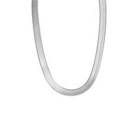 OAKKY Unisex Acier Inoxydable Tissage Tendance Plat Serpent Lame Chaîne Collier ras de Cou Ajustable Lien Bijoux 4MM Argent 40CM
