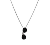OAKKY Unisexe Acier Inoxydable Collier avec Pendentif Lunettes de Soleil Cool Hip Hop Argent avec Verres Noirs Bijoux de Déclaration pour Hommes Femmes