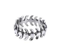 OAKKY Unisexe Acier Inoxydable Gothic Punk Cool Hip Hop Streetwear Bijou Dragon Colonne Vertébrale Os Bague pour Hommes Femmes Argent Taille 62