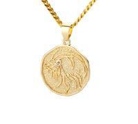 OAKKY Unisexe Cuivre Simple Abstrait Unique 12 Constellations Signe du Zodiaque Motif Spécial Cristal Incrustation Pendentif Horoscope Collier Bélier