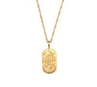 OAKKY Unisexe en Acier Inoxydable Vintage Simple Unique 12 Constellations Signe du Cubique Zircone Incrustation Pendentif Horoscope Astrologie Collier Eau Vague Chaîne Sagittaire