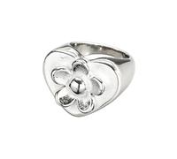 OAKKY Vintage Fleur Acier Inoxydable Or Plaqué Cœur Bague Cachet Y2K Pétales Épais pour Lui Elle Chanceux Personnalisé Statement Cadeau Bijoux Argent Taille 57