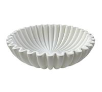 OAKOA Grand bol décoratif - Bol à fruits moderne en béton - Bols décoratifs blancs pour décoration d'intérieur - Bol à volants - Bol cannelé - Bol ondulé - Bol festonné