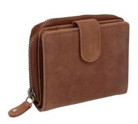 Oakridge Leather Portefeuille zippé pour femme, Cuir Tan Hunter, Décontracté